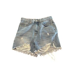 Forever 21‎ Distressed Denim Jean Shorts Womens Size 30 Ripped Frayed Hem